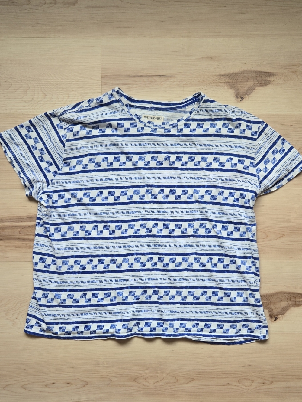 We The Free Nina Printed Tee, Blue/White, Size Small